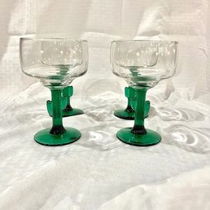 Set of 4 Vintage Green Cactus Margarita Glasses